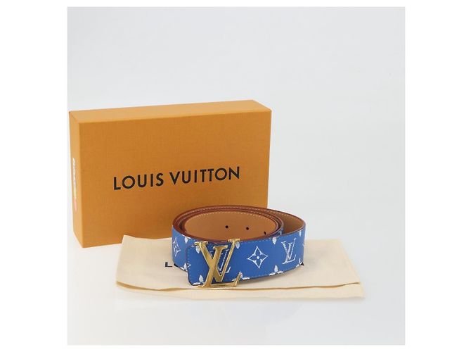 Cintura LOUIS VUITTON Monogram LV Printed Initials 40MM Blu M8460 Auth 192556SAM Monogramma - vista 12