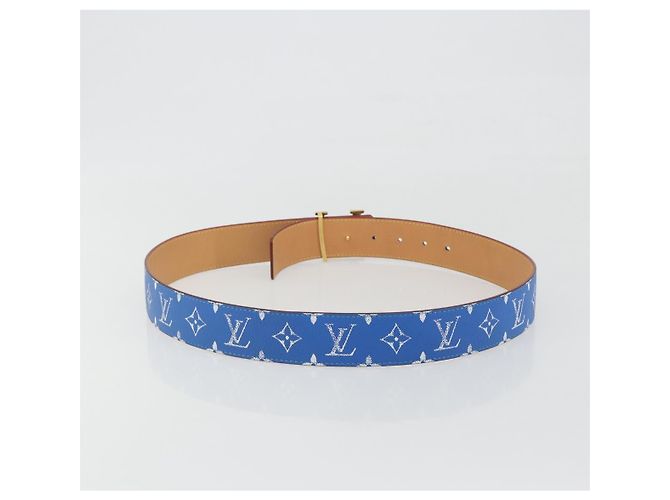 Cintura LOUIS VUITTON Monogram LV Printed Initials 40MM Blu M8460 Auth 192556SAM Monogramma - vista 2