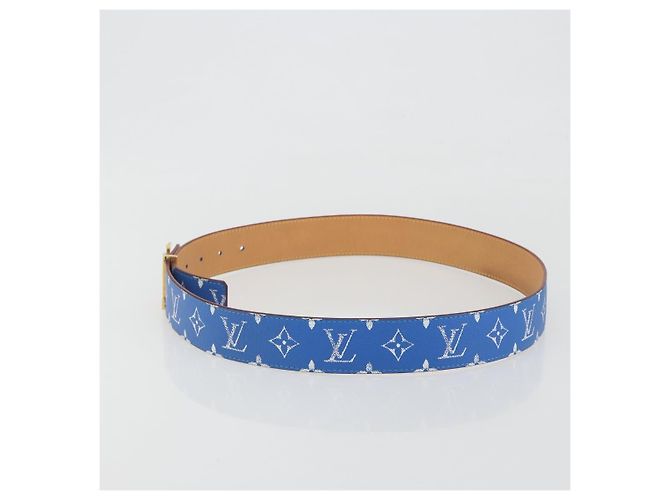 Cintura LOUIS VUITTON Monogram LV Printed Initials 40MM Blu M8460 Auth 192556SAM Monogramma - vista 3