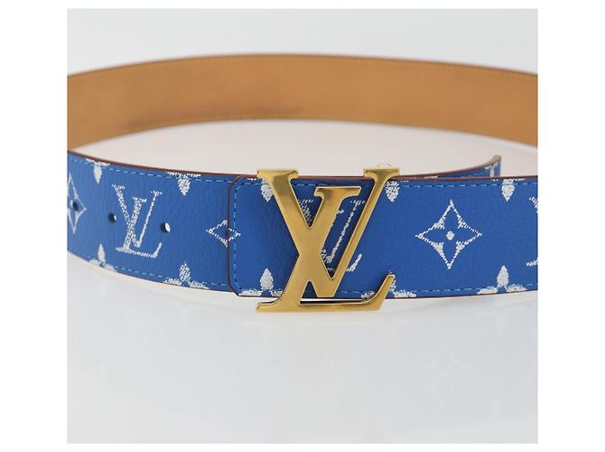 Cintura LOUIS VUITTON Monogram LV Printed Initials 40MM Blu M8460 Auth 192556SAM Monogramma - vista 5