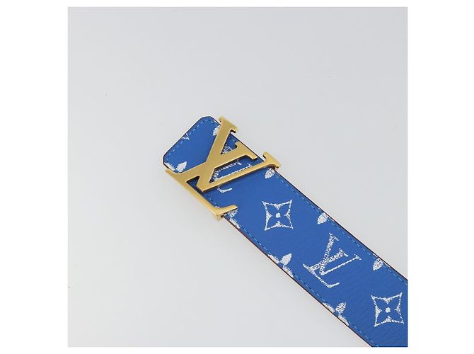 Cintura LOUIS VUITTON Monogram LV Printed Initials 40MM Blu M8460 Auth 192556SAM Monogramma - vista 6