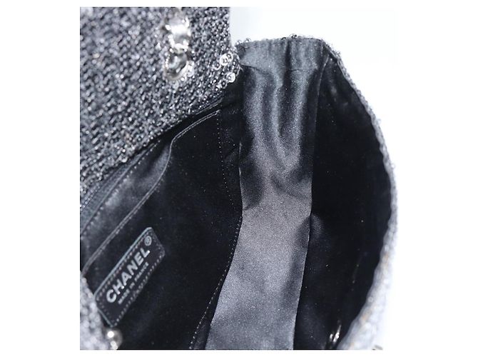 Borsa a tracolla CHANEL Matelasse 25 con catena e paillettes argento CC Auth BA14607SM - vista 20