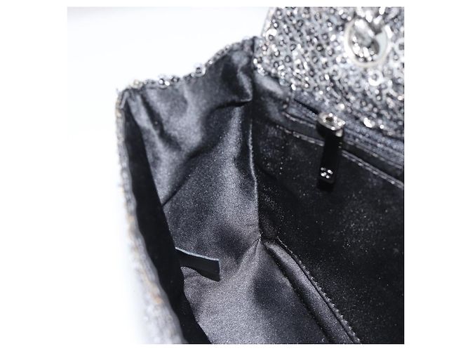 Borsa a tracolla CHANEL Matelasse 25 con catena e paillettes argento CC Auth BA14607SM - vista 21
