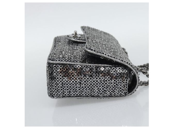 Borsa a tracolla CHANEL Matelasse 25 con catena e paillettes argento CC Auth BA14607SM - vista 4