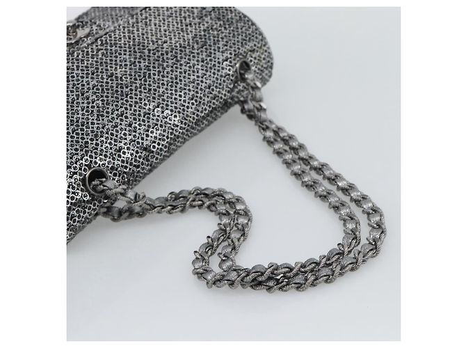 Borsa a tracolla CHANEL Matelasse 25 con catena e paillettes argento CC Auth BA14607SM - vista 7