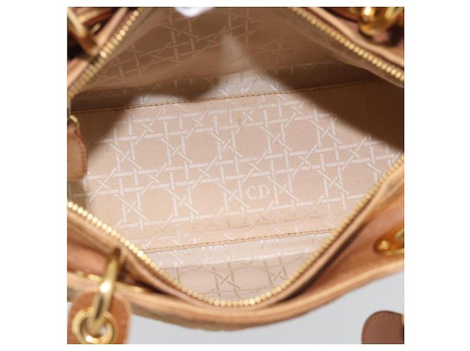 Borsa a mano Christian Dior Canage in camoscio marrone tono oro Auth gh2284 - vista 10