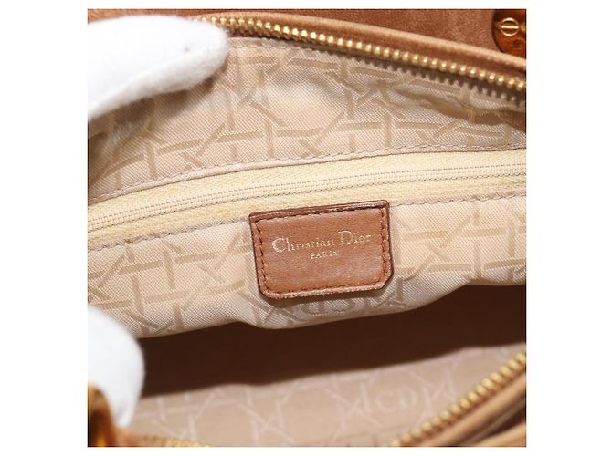 Borsa a mano Christian Dior Canage in camoscio marrone tono oro Auth gh2284 - vista 11