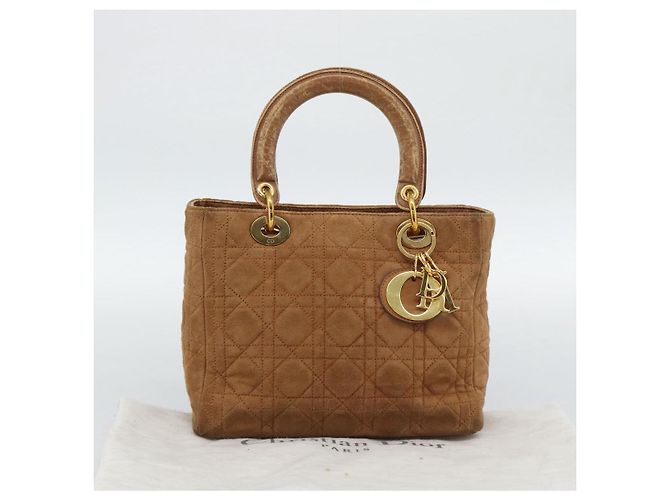Borsa a mano Christian Dior Canage in camoscio marrone tono oro Auth gh2284 - vista 12