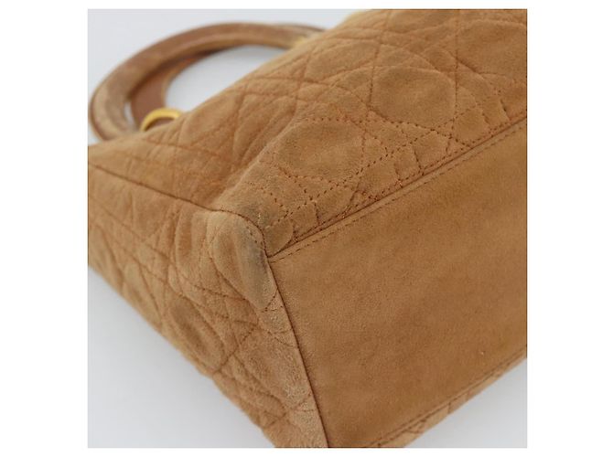 Borsa a mano Christian Dior Canage in camoscio marrone tono oro Auth gh2284 - vista 14