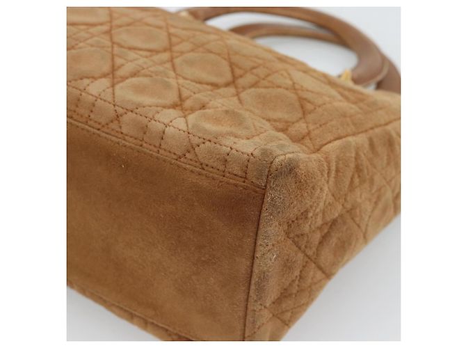 Borsa a mano Christian Dior Canage in camoscio marrone tono oro Auth gh2284 - vista 15
