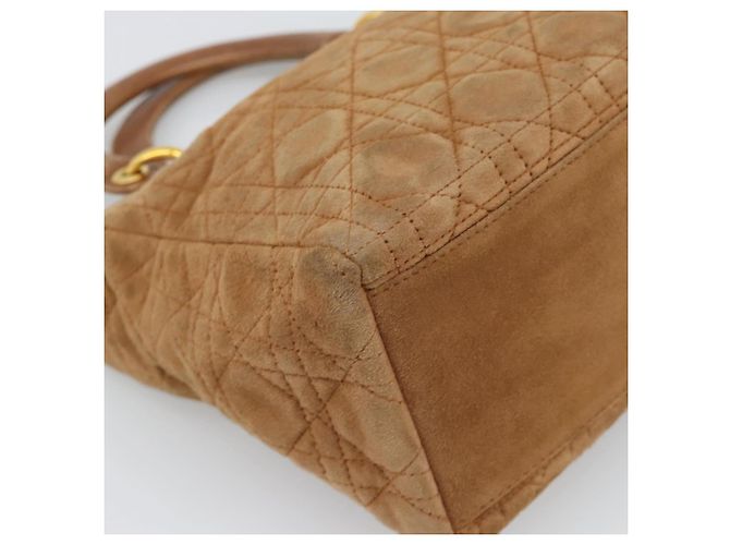 Borsa a mano Christian Dior Canage in camoscio marrone tono oro Auth gh2284 - vista 16