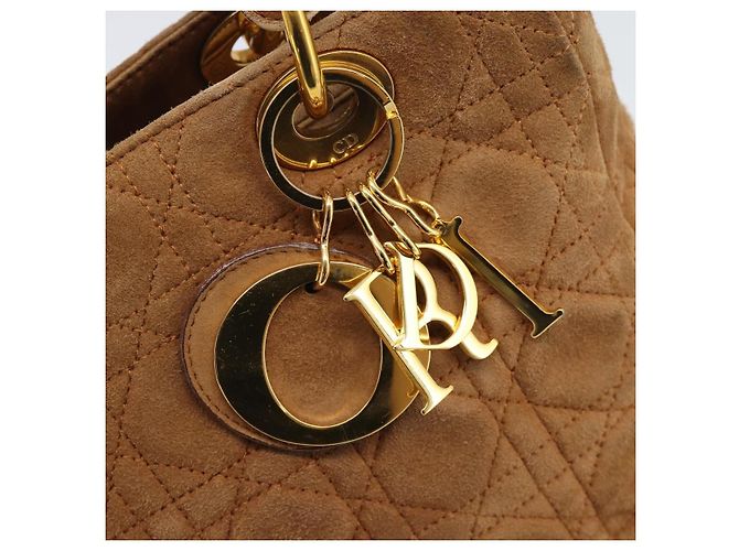 Borsa a mano Christian Dior Canage in camoscio marrone tono oro Auth gh2284 - vista 17