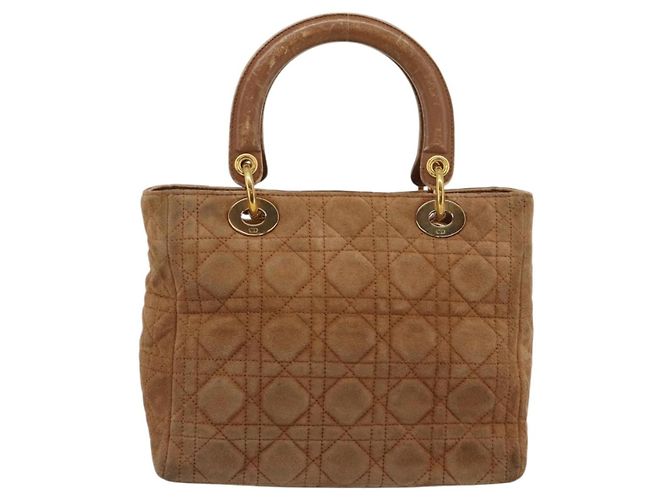 Borsa a mano Christian Dior Canage in camoscio marrone tono oro Auth gh2284 - vista 2
