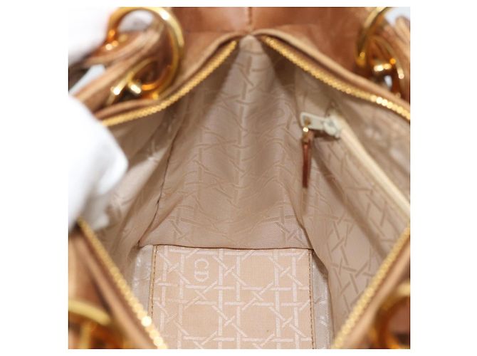 Borsa a mano Christian Dior Canage in camoscio marrone tono oro Auth gh2284 - vista 20