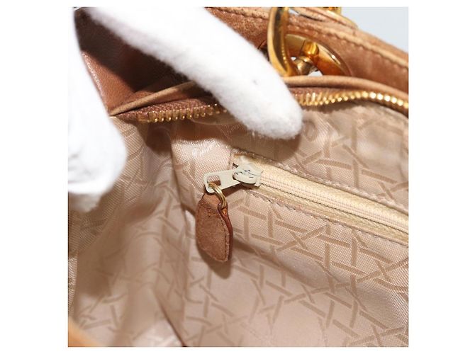 Borsa a mano Christian Dior Canage in camoscio marrone tono oro Auth gh2284 - vista 21