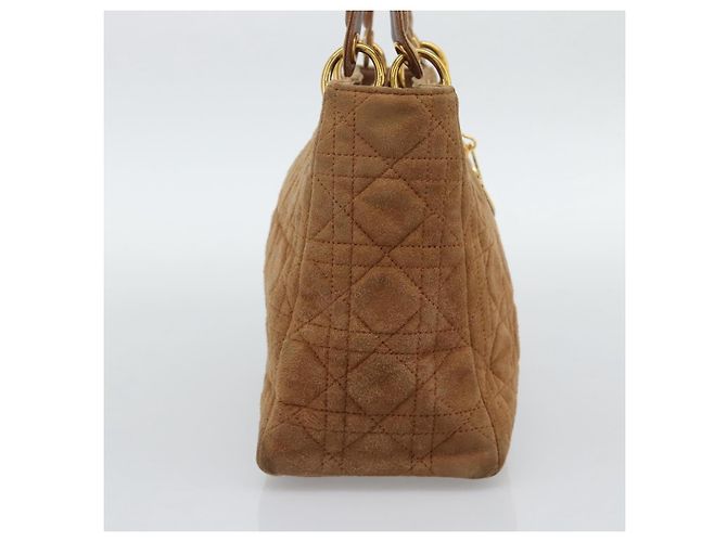 Borsa a mano Christian Dior Canage in camoscio marrone tono oro Auth gh2284 - vista 3