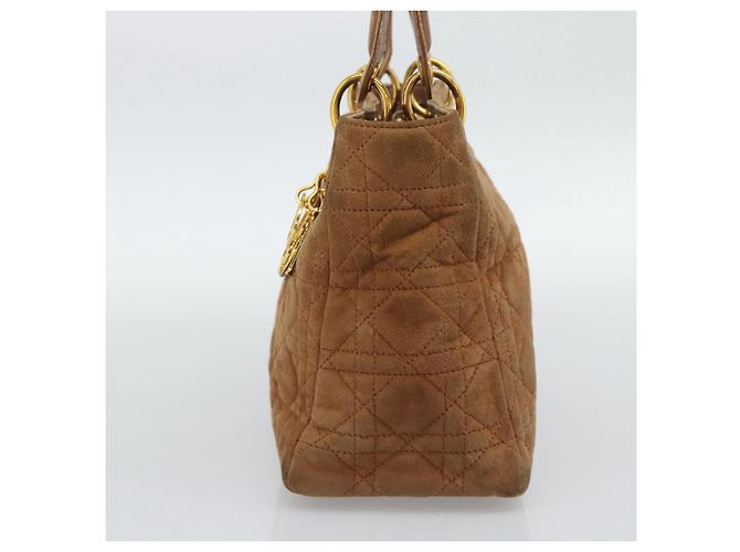 Borsa a mano Christian Dior Canage in camoscio marrone tono oro Auth gh2284 - vista 4