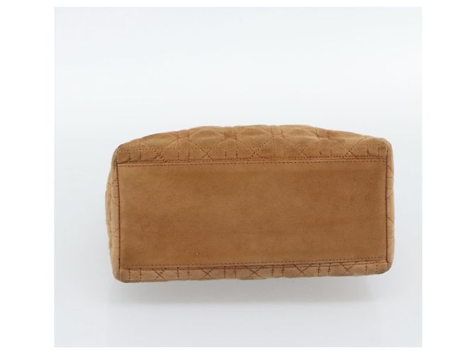 Borsa a mano Christian Dior Canage in camoscio marrone tono oro Auth gh2284 - vista 5