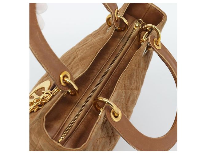 Borsa a mano Christian Dior Canage in camoscio marrone tono oro Auth gh2284 - vista 6