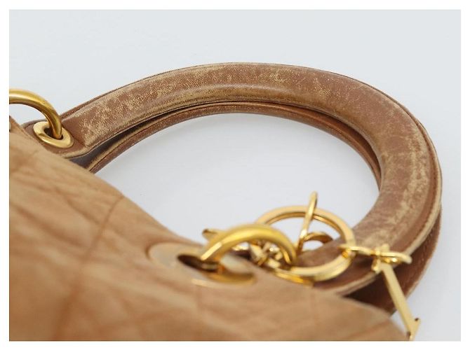Borsa a mano Christian Dior Canage in camoscio marrone tono oro Auth gh2284 - vista 8