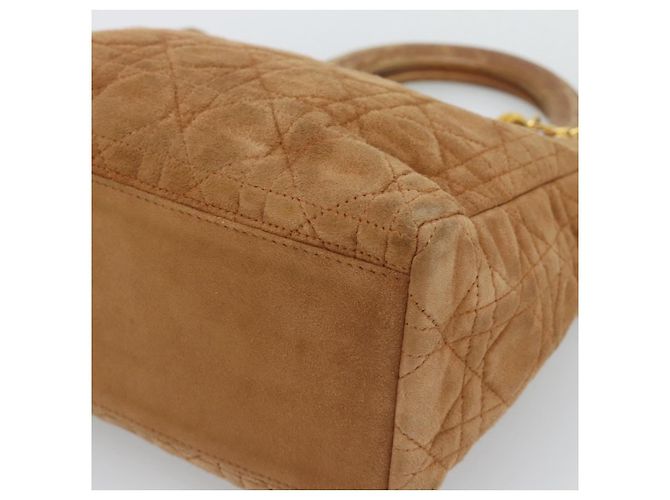 Borsa a mano Christian Dior Canage in camoscio marrone tono oro Auth gh2284 - vista 9