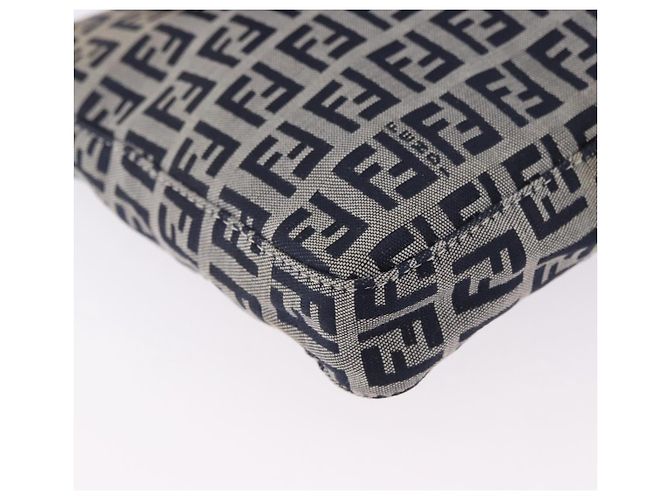 FENDI Pochette in tela Zucchino Mamma Baguette Navy Silver Auth 193893A Argento Blu navy - vista 14