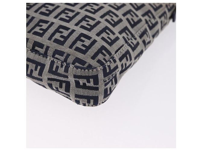FENDI Pochette in tela Zucchino Mamma Baguette Navy Silver Auth 193893A Argento Blu navy - vista 15