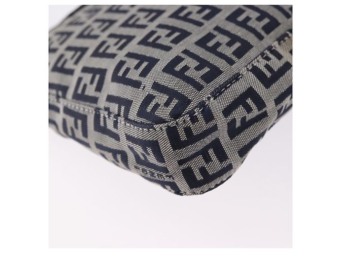 FENDI Pochette in tela Zucchino Mamma Baguette Navy Silver Auth 193893A Argento Blu navy - vista 16