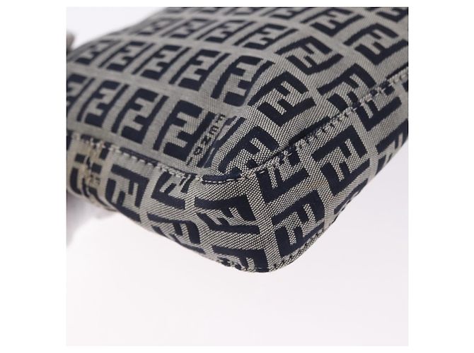 FENDI Pochette in tela Zucchino Mamma Baguette Navy Silver Auth 193893A Argento Blu navy - vista 17