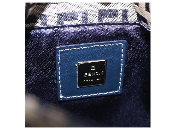 FENDI Pochette in tela Zucchino Mamma Baguette Navy Silver Auth 193893A Argento Blu navy - vista 20