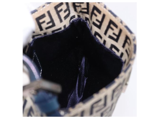 FENDI Pochette in tela Zucchino Mamma Baguette Navy Silver Auth 193893A Argento Blu navy - vista 21