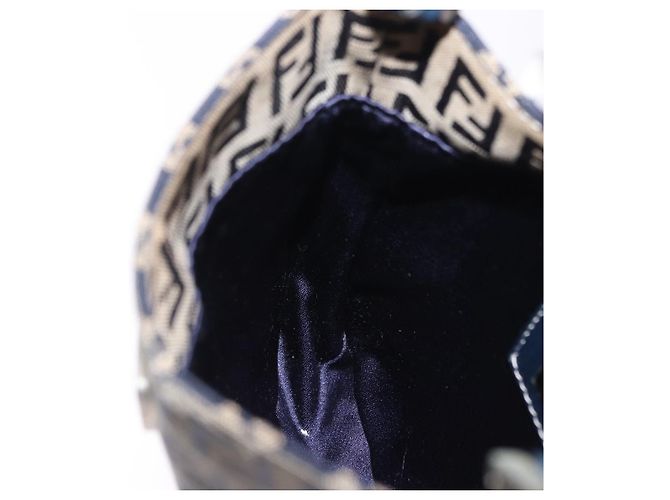 FENDI Pochette in tela Zucchino Mamma Baguette Navy Silver Auth 193893A Argento Blu navy - vista 22