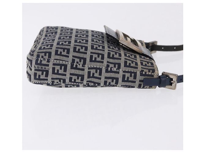 FENDI Pochette in tela Zucchino Mamma Baguette Navy Silver Auth 193893A Argento Blu navy - vista 3