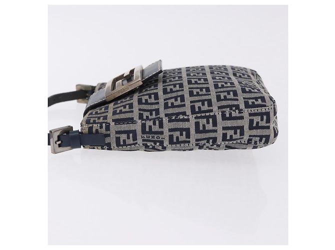 FENDI Pochette in tela Zucchino Mamma Baguette Navy Silver Auth 193893A Argento Blu navy - vista 4
