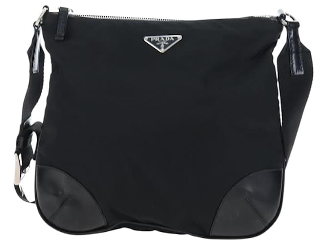 Borsa a tracolla PRADA Nylon Nero Argento Auth 192490V - vista 13