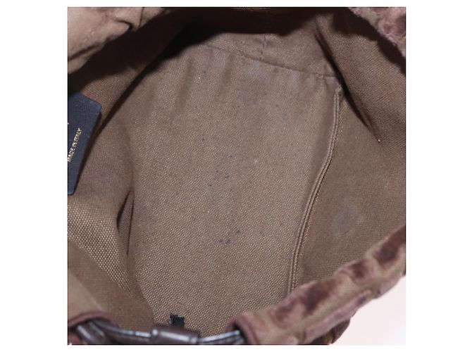 Borsa a tracolla FENDI Zucca Canvas Mamma Baguette Marrone Oro Auth 195343M D'oro - vista 10