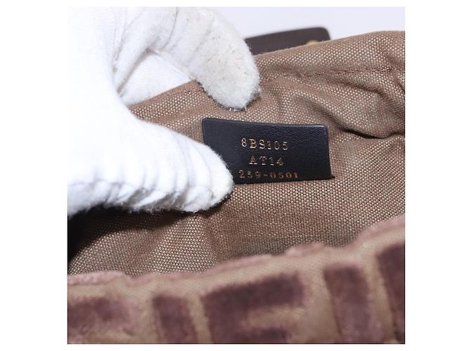 Borsa a tracolla FENDI Zucca Canvas Mamma Baguette Marrone Oro Auth 195343M D'oro - vista 11