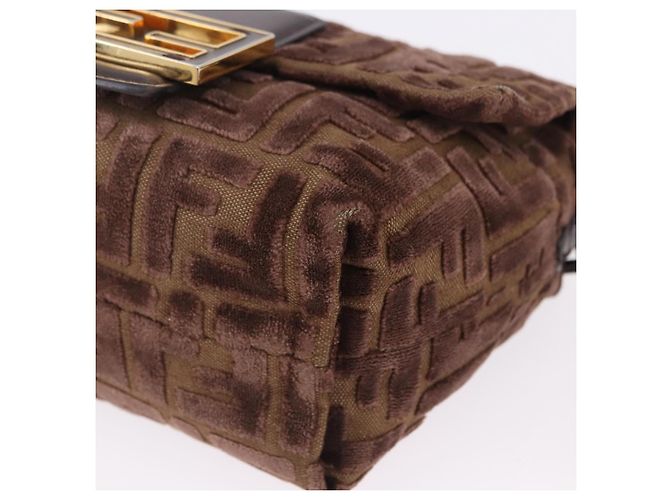 Borsa a tracolla FENDI Zucca Canvas Mamma Baguette Marrone Oro Auth 195343M D'oro - vista 14