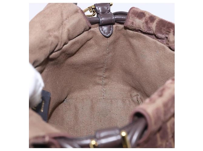 Borsa a tracolla FENDI Zucca Canvas Mamma Baguette Marrone Oro Auth 195343M D'oro - vista 21