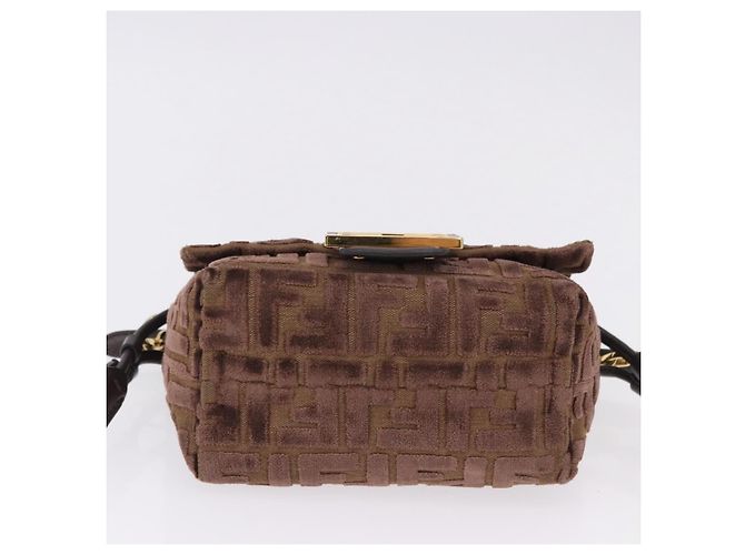 Borsa a tracolla FENDI Zucca Canvas Mamma Baguette Marrone Oro Auth 195343M D'oro - vista 5