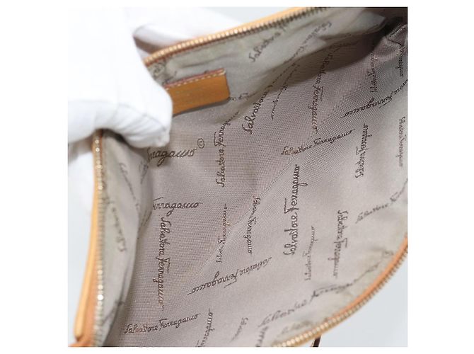 Borsa a tracolla Salvatore Ferragamo Gancini in pelle marrone e oro autentica 192432 - vista 11