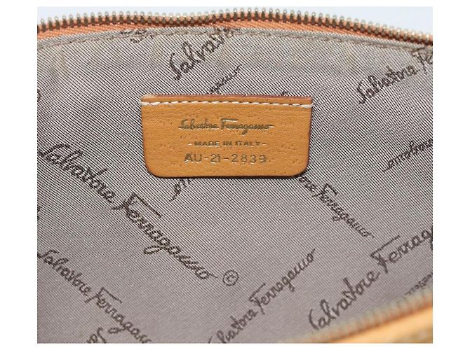 Borsa a tracolla Salvatore Ferragamo Gancini in pelle marrone e oro autentica 192432 - vista 12