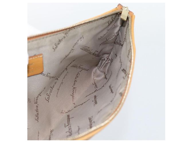Borsa a tracolla Salvatore Ferragamo Gancini in pelle marrone e oro autentica 192432 - vista 18