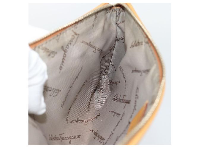 Borsa a tracolla Salvatore Ferragamo Gancini in pelle marrone e oro autentica 192432 - vista 19