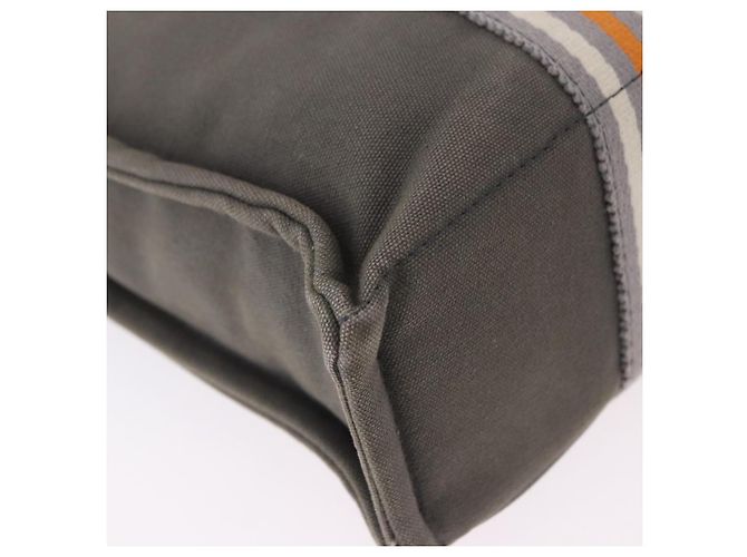 Hermès Borsa HERMES Fourre Tout PM Canvas Gray Silver Auth gh2302 Marrone Argento - vista 15