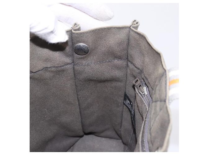Hermès Borsa HERMES Fourre Tout PM Canvas Gray Silver Auth gh2302 Marrone Argento - vista 19