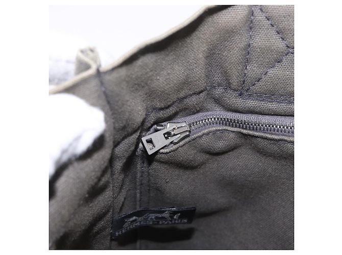 Hermès Borsa HERMES Fourre Tout PM Canvas Gray Silver Auth gh2302 Marrone Argento - vista 20