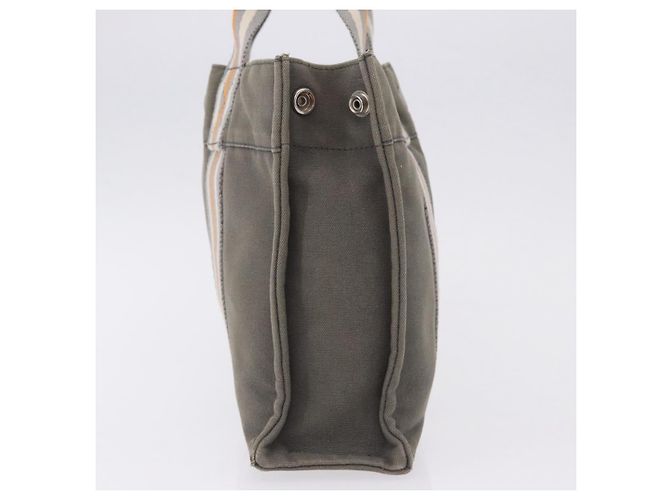 Hermès Borsa HERMES Fourre Tout PM Canvas Gray Silver Auth gh2302 Marrone Argento - vista 3