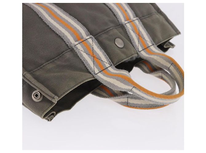Hermès Borsa HERMES Fourre Tout PM Canvas Gray Silver Auth gh2302 Marrone Argento - vista 6