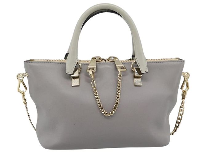 Chloé Borsa a mano Chloe in pelle 2way Grigio Oro Auth bs36618A Marrone D'oro - vista 13